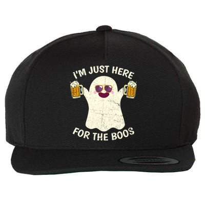 Funny Halloween Im Just Here For The Boos Cute Ghost Funny Gift Wool Snapback Cap