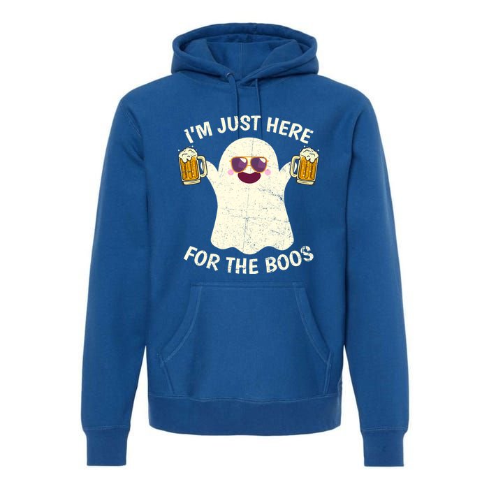 Funny Halloween Im Just Here For The Boos Cute Ghost Funny Gift Premium Hoodie