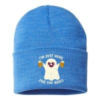 Funny Halloween Im Just Here For The Boos Cute Ghost Funny Gift Sustainable Knit Beanie