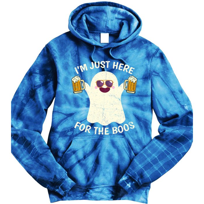 Funny Halloween Im Just Here For The Boos Cute Ghost Funny Gift Tie Dye Hoodie