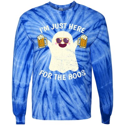 Funny Halloween Im Just Here For The Boos Cute Ghost Funny Gift Tie-Dye Long Sleeve Shirt