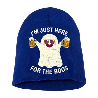 Funny Halloween Im Just Here For The Boos Cute Ghost Funny Gift Short Acrylic Beanie