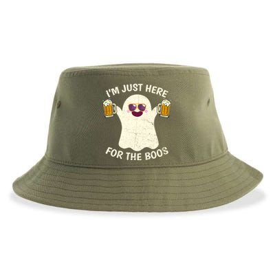 Funny Halloween Im Just Here For The Boos Cute Ghost Funny Gift Sustainable Bucket Hat