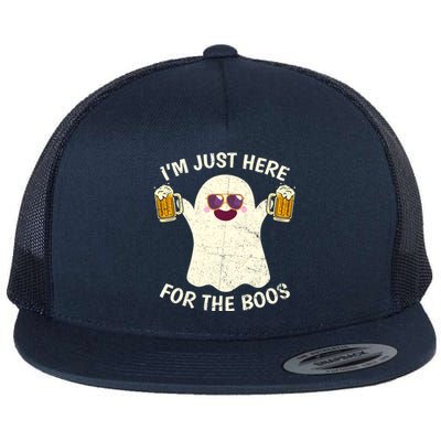 Funny Halloween Im Just Here For The Boos Cute Ghost Funny Gift Flat Bill Trucker Hat