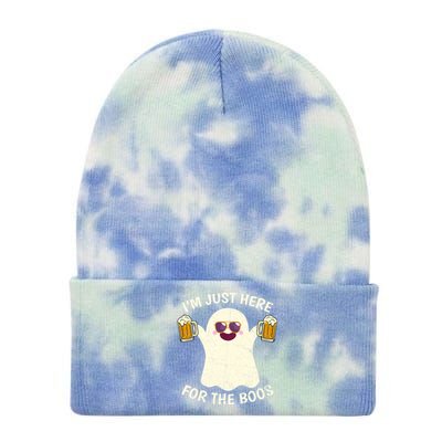 Funny Halloween Im Just Here For The Boos Cute Ghost Funny Gift Tie Dye 12in Knit Beanie