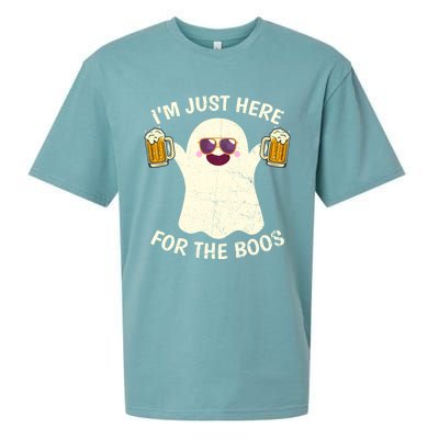 Funny Halloween Im Just Here For The Boos Cute Ghost Funny Gift Sueded Cloud Jersey T-Shirt