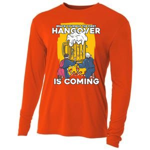 First Hangover Is Coming Funny New Year 2021 Beer Lover Gift Cooling Performance Long Sleeve Crew