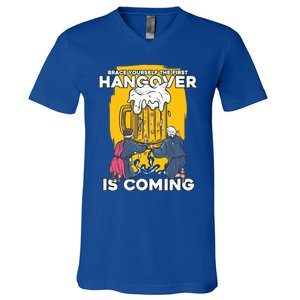 First Hangover Is Coming Funny New Year 2021 Beer Lover Gift V-Neck T-Shirt