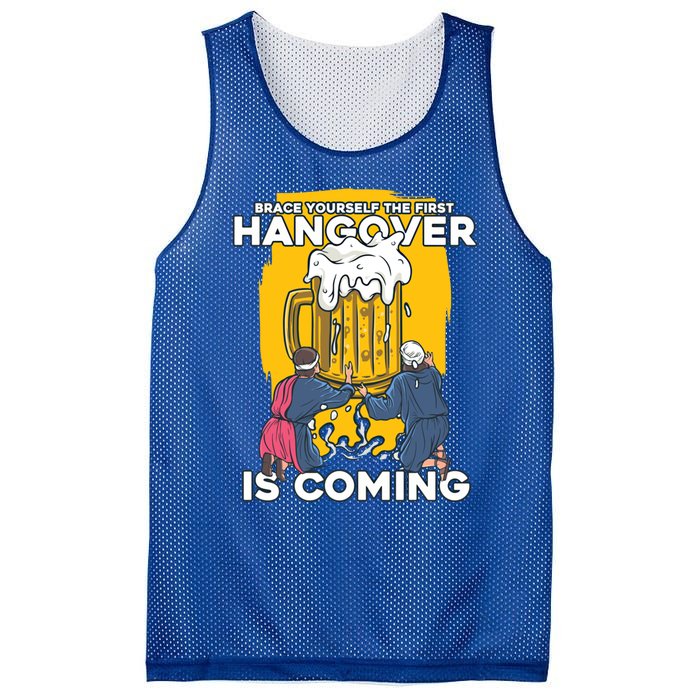 First Hangover Is Coming Funny New Year 2021 Beer Lover Gift Mesh Reversible Basketball Jersey Tank