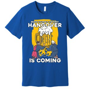 First Hangover Is Coming Funny New Year 2021 Beer Lover Gift Premium T-Shirt