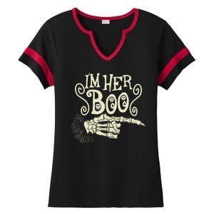 Funny Halloween I'm Her Boo Matching Couple Shirts Ladies Halftime Notch Neck Tee