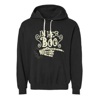 Funny Halloween I'm Her Boo Matching Couple Shirts Garment-Dyed Fleece Hoodie
