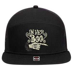 Funny Halloween I'm Her Boo Matching Couple Shirts 7 Panel Mesh Trucker Snapback Hat