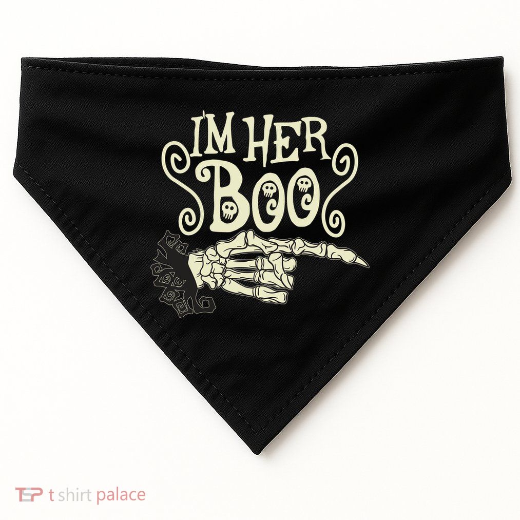 Funny Halloween I'm Her Boo Matching Couple Shirts USA-Made Doggie Bandana