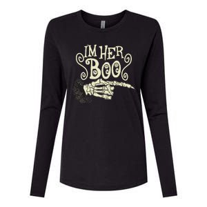 Funny Halloween I'm Her Boo Matching Couple Shirts Womens Cotton Relaxed Long Sleeve T-Shirt