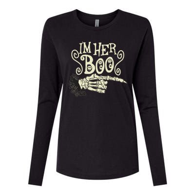 Funny Halloween I'm Her Boo Matching Couple Shirts Womens Cotton Relaxed Long Sleeve T-Shirt