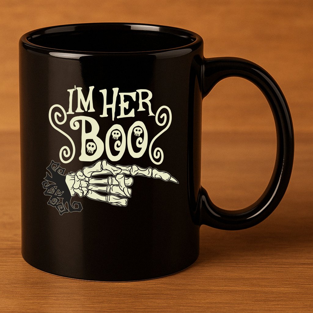 Funny Halloween I'm Her Boo Matching Couple Shirts 11oz C Handle Ceramic Mug