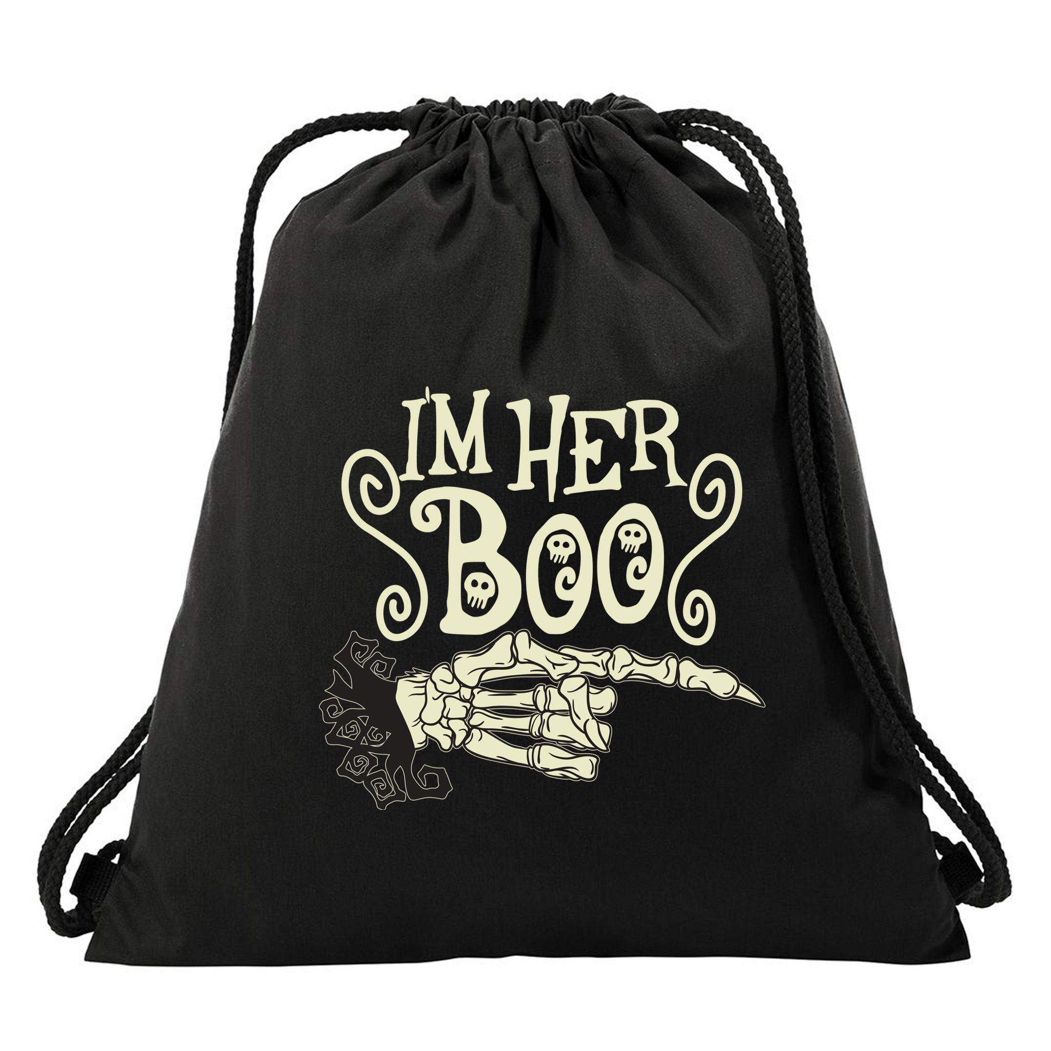 Funny Halloween I'm Her Boo Matching Couple Shirts Drawstring Bag