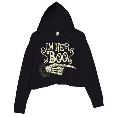 Funny Halloween I'm Her Boo Matching Couple Shirts Crop Fleece Hoodie