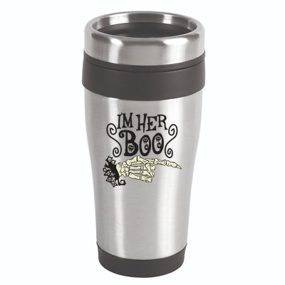 Funny Halloween I'm Her Boo Matching Couple Shirts 16oz Travel Tumbler