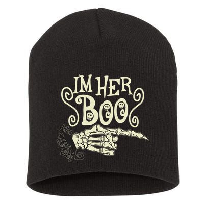 Funny Halloween I'm Her Boo Matching Couple Shirts Short Acrylic Beanie