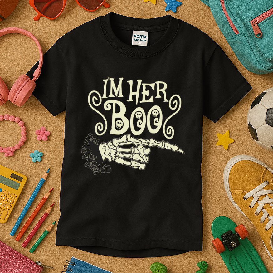 Funny Halloween I'm Her Boo Matching Couple Shirts Kids T-Shirt