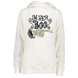 Funny Halloween I'm Her Boo Matching Couple Shirts Womens Funnel Neck Pullover Hood