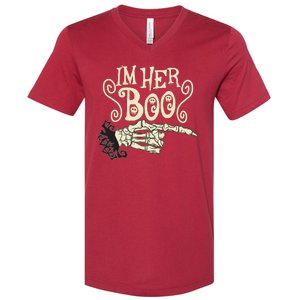 Funny Halloween I'm Her Boo Matching Couple Shirts V-Neck T-Shirt