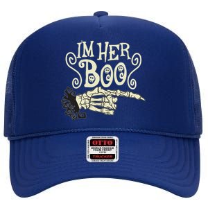 Funny Halloween I'm Her Boo Matching Couple Shirts High Crown Mesh Back Trucker Hat