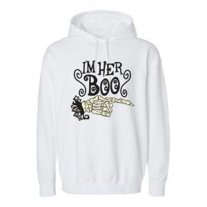 Funny Halloween I'm Her Boo Matching Couple Shirts Garment-Dyed Fleece Hoodie