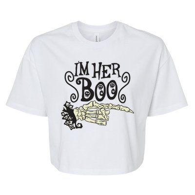 Funny Halloween I'm Her Boo Matching Couple Shirts Bella+Canvas Jersey Crop Tee