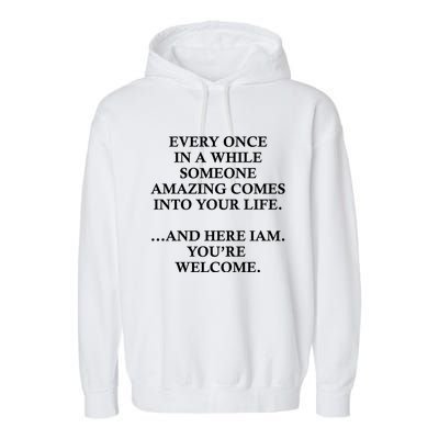 Funny Here I Am Youre Welcome Cool Gift Garment-Dyed Fleece Hoodie