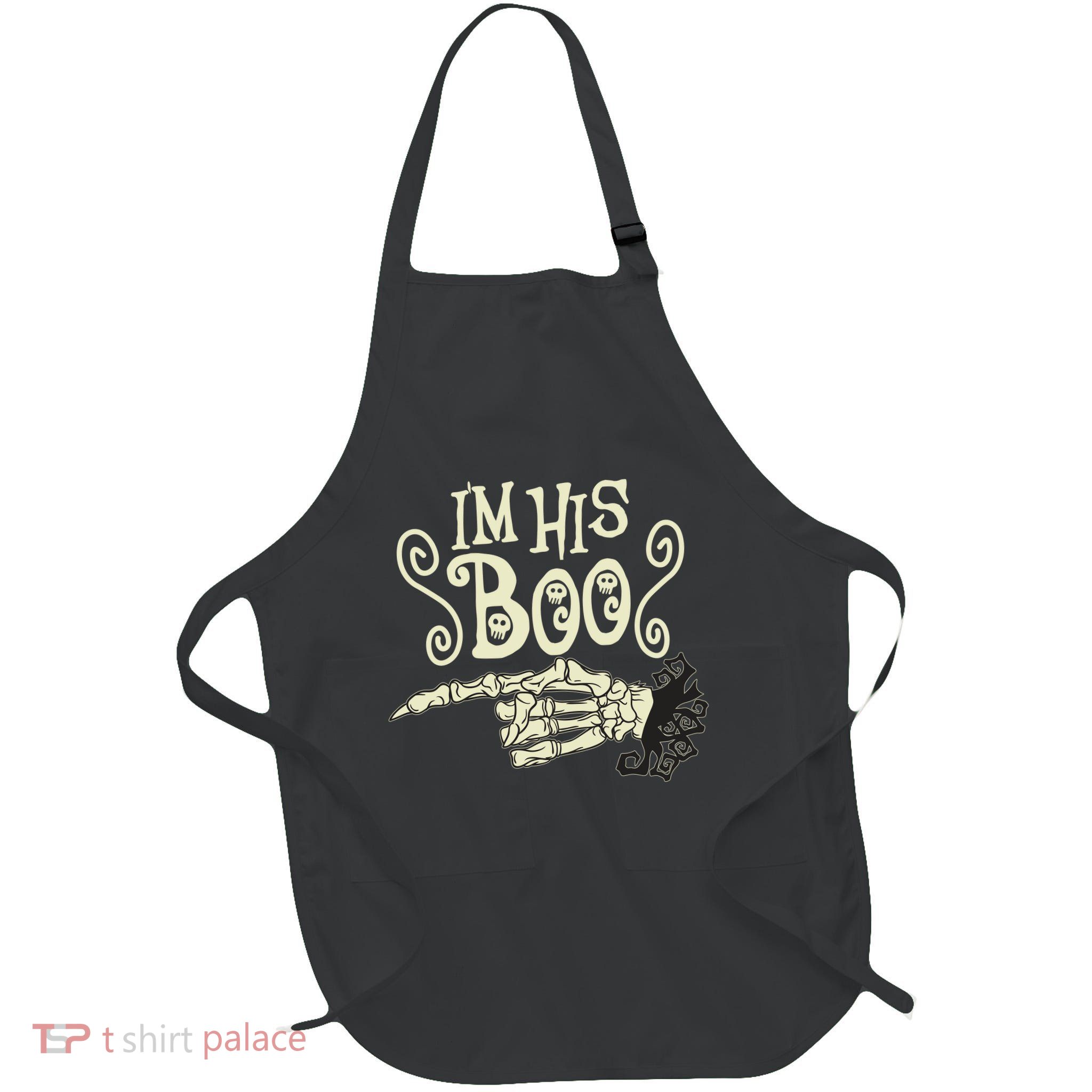 Funny Halloween I'm His Boo Matching Couple Shirts Full-Length Apron With Pockets