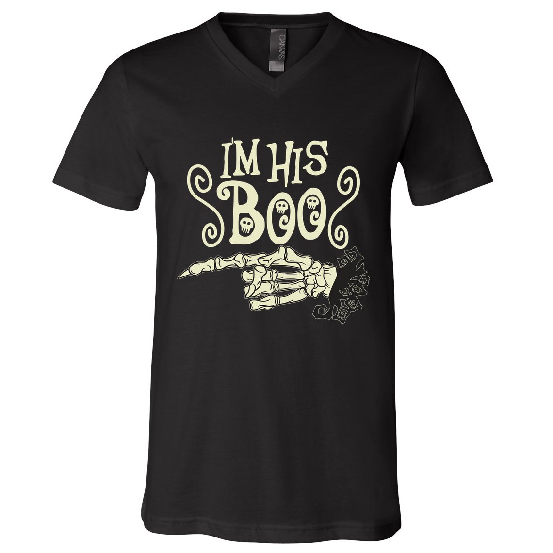 Funny Halloween I'm His Boo Matching Couple Shirts V-Neck T-Shirt
