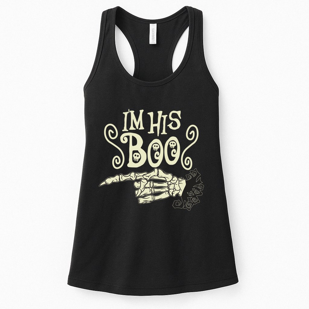 Funny Halloween I'm His Boo Matching Couple Shirts Womens Tank Top