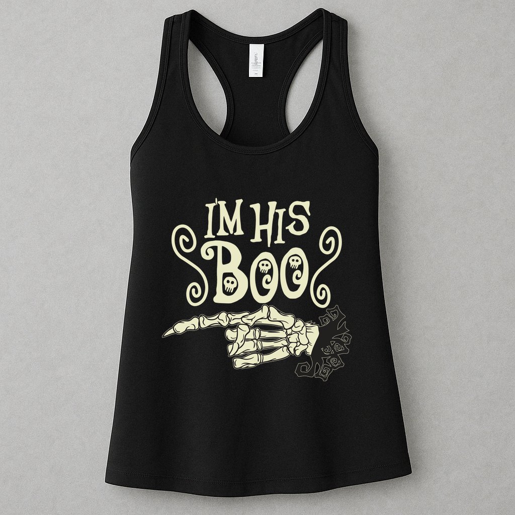 Funny Halloween I'm His Boo Matching Couple Shirts Womens Tank Top