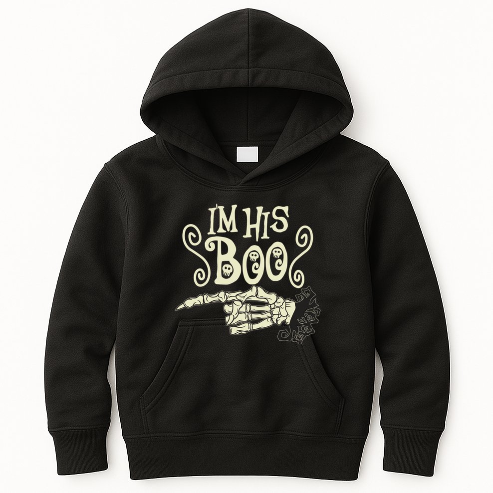 Funny Halloween I'm His Boo Matching Couple Shirts Kids Hoodie