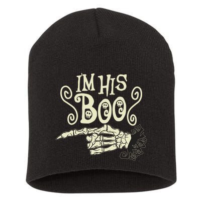 Funny Halloween I'm His Boo Matching Couple Shirts Short Acrylic Beanie
