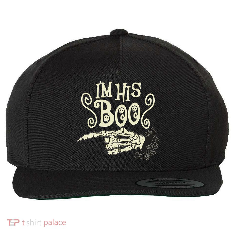 Funny Halloween I'm His Boo Matching Couple Shirts Wool Snapback Cap