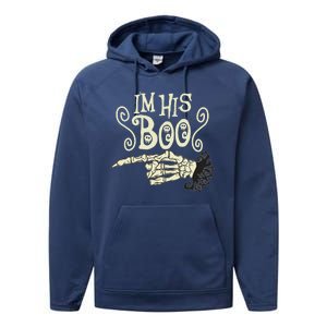 Funny Halloween I'm His Boo Matching Couple Shirts Performance Fleece Hoodie