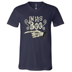 Funny Halloween I'm His Boo Matching Couple Shirts V-Neck T-Shirt