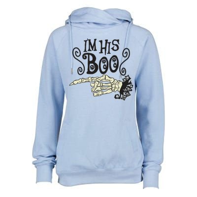 Funny Halloween I'm His Boo Matching Couple Shirts Womens Funnel Neck Pullover Hood