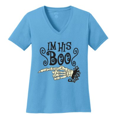 Funny Halloween I'm His Boo Matching Couple Shirts Women's V-Neck T-Shirt