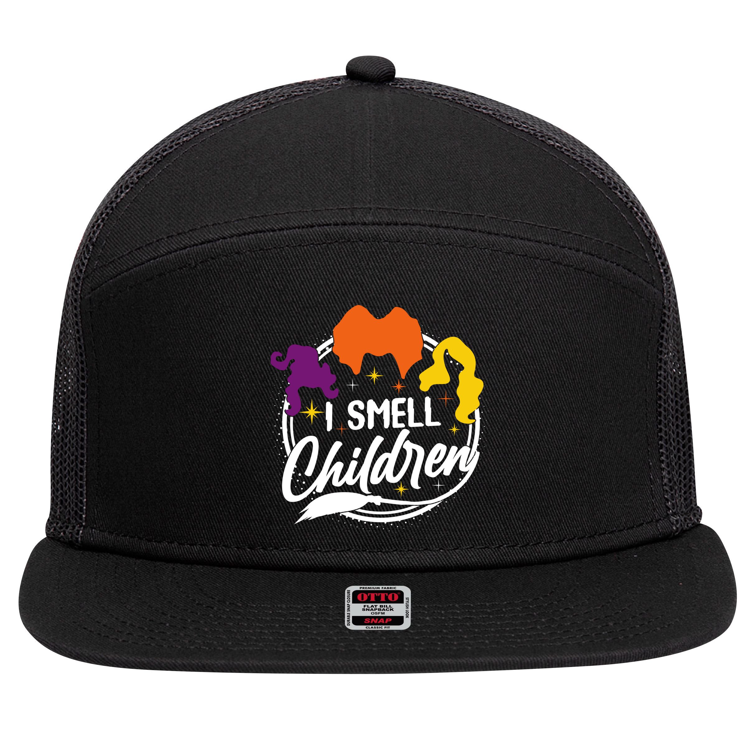 Funny Halloween I Smell Children 7 Panel Mesh Trucker Snapback Hat
