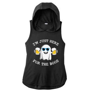 Funny Halloween IM Just Here For Boos Ladies PosiCharge Tri-Blend Wicking Draft Hoodie Tank