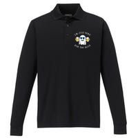 Funny Halloween IM Just Here For Boos Performance Long Sleeve Polo