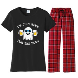 Funny Halloween IM Just Here For Boos Women's Flannel Pajama Set