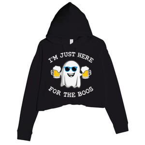 Funny Halloween IM Just Here For Boos Crop Fleece Hoodie