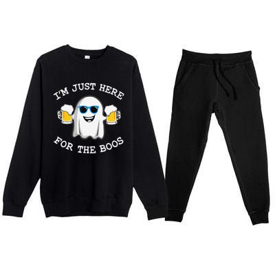 Funny Halloween IM Just Here For Boos Premium Crewneck Sweatsuit Set