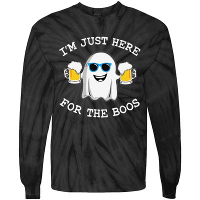 Funny Halloween IM Just Here For Boos Tie-Dye Long Sleeve Shirt